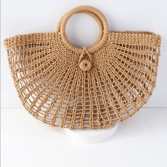 Lulus Handbags - LULUS MARKET MARVEL TAN WOVEN TOTE